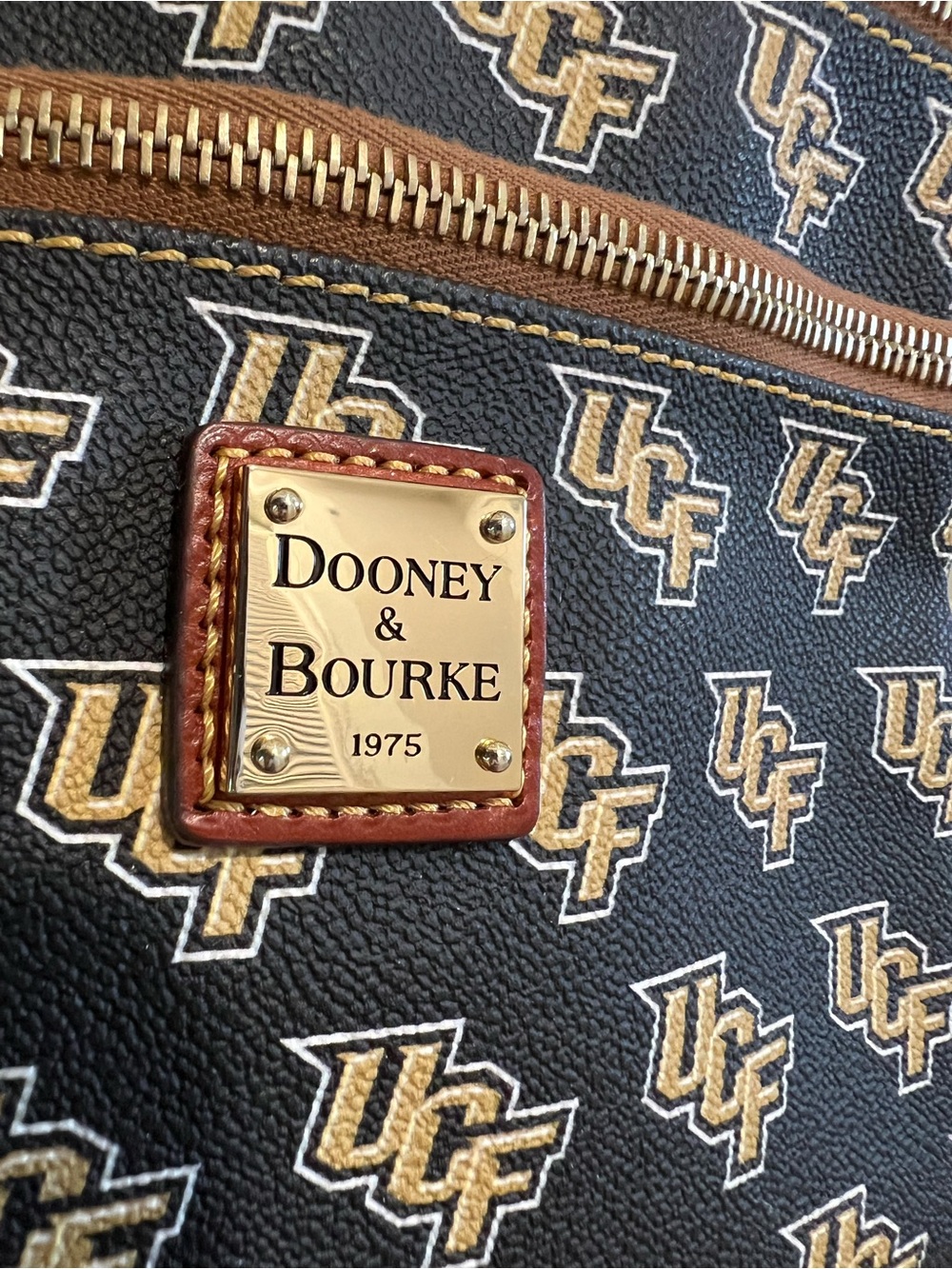 Dooney & Bourke Black Crossbody with Gold UCF Logo Pattern - Picture 5 of 10